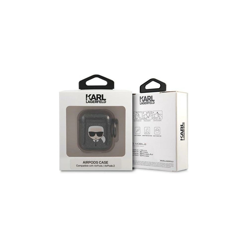 Etui Karl Lagerfeld KLA2UKHGK Apple AirPods cover czarny/black Glitter Karl`s Head