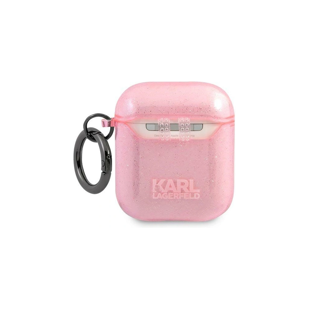 Etui Karl Lagerfeld KLA2UKHGP Apple AirPods cover różowy/pink Glitter Karl`s Head