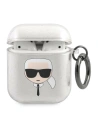 Etui Karl Lagerfeld KLA2UKHGS pentru Apple AirPods capac argintiu/silver Glitter Capul lui Karl
