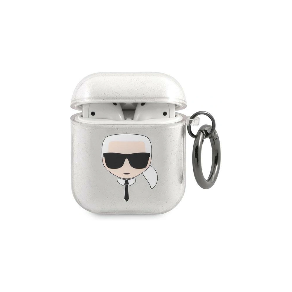 Etui Karl Lagerfeld KLA2UKHGS Apple AirPods cover srebrny/silver Glitter Karl`s Head