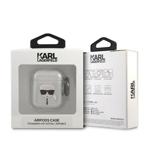 Kup Etui Karl Lagerfeld KLA2UKHGS Apple AirPods cover srebrny/silver Glitter Karl`s Head - KLD749SLV - {ean13} - Sklep Home Screen