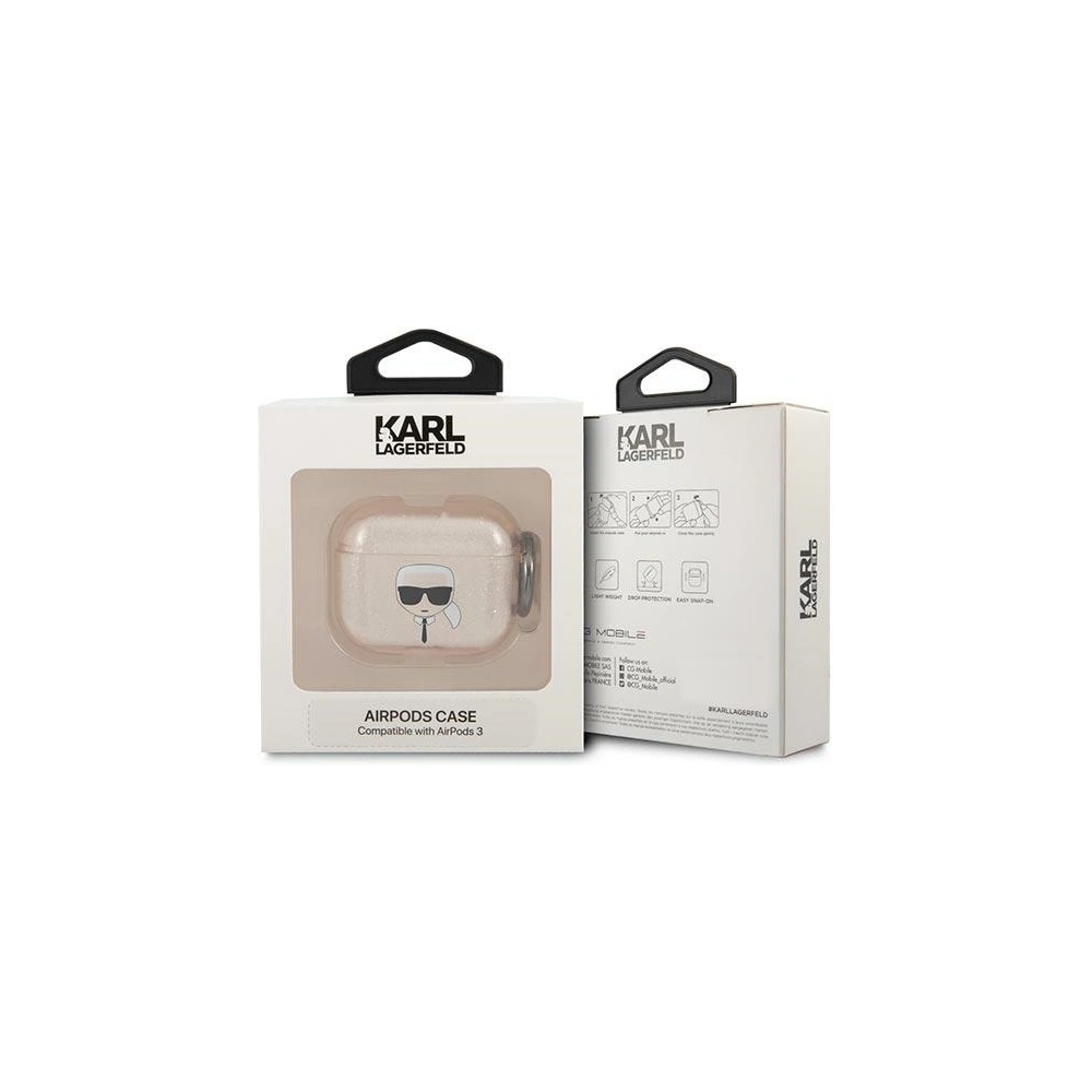 Etui Karl Lagerfeld KLA3UKHGD Apple AirPods 3 cover złoty/gold Glitter Karl`s Head