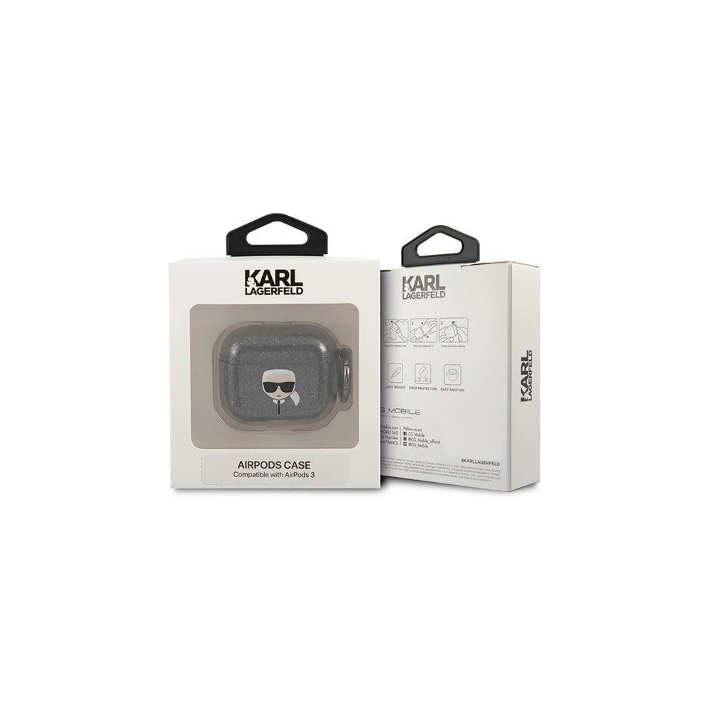 Etui Karl Lagerfeld KLA3UKHGK Apple AirPods 3 cover czarny/black Glitter Karl`s Head