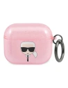 Karl Lagerfeld Apple Tasche KLA3UKHGP AirPods 3 Hülle rosa/rosa Glitter Karl`s Head