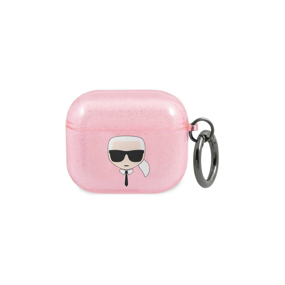 Etui Karl Lagerfeld KLA3UKHGP Apple AirPods 3 cover różowy/pink Glitter Karl`s Head