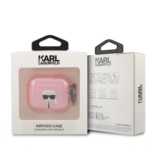 Kup Etui Karl Lagerfeld KLA3UKHGP pentru Apple AirPods 3, roz/pink Glitter capul lui Karl - KLD752PNK - {ean13} - Sklep Home Screen