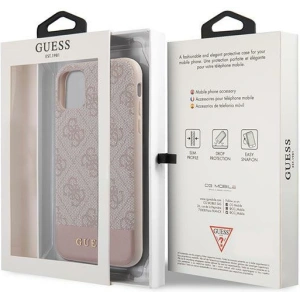 Kup Etui Guess GUHCN61G4GLPI Apple iPhone 11 rózsaszín/pink kemény tok 4G Stripe Collection - GUE1410PNK - {ean13} - Sklep Home Screen