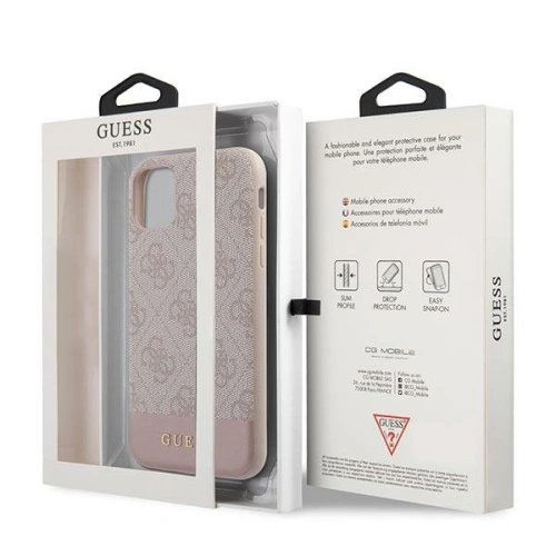Kup Etui Guess GUHCN61G4GLPI Apple iPhone 11 różowy/pink hard case 4G Stripe Collection - GUE1410PNK - {ean13} - Sklep Home Screen