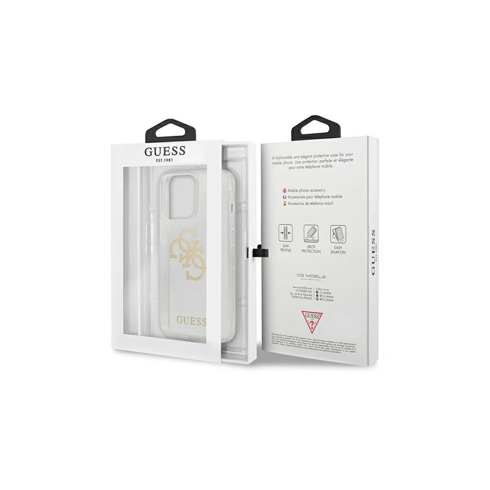 Etui Guess GUHCP13LPCUGL4GTR Apple iPhone 13 Pro transparent hard case Glitter 4G Big Logo