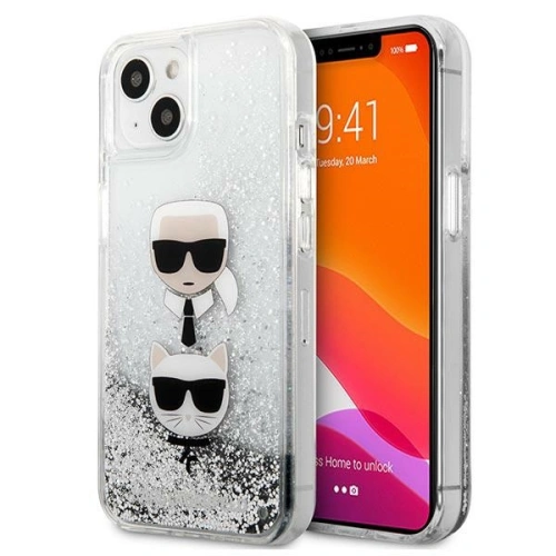 Kup Etui Karl Lagerfeld KLHCP13SKICGLS Apple iPhone 13 mini argintiu/silver hardcase Liquid Glitter Karl&Choupette Head - KLD764SLV - {ean13} - Sklep Home Screen