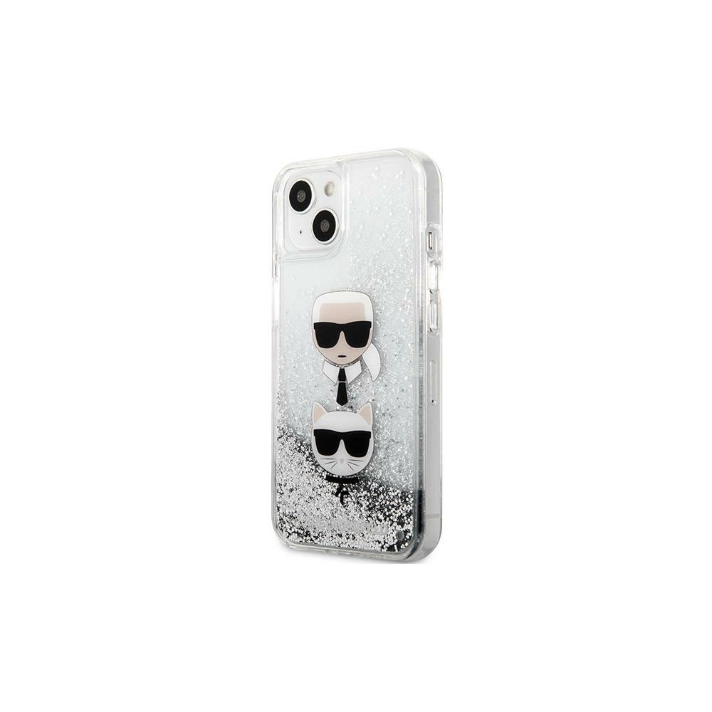 Etui Karl Lagerfeld KLHCP13SKICGLS Apple iPhone 13 mini srebrny/silver hardcase Liquid Glitter Karl&Choupette Head