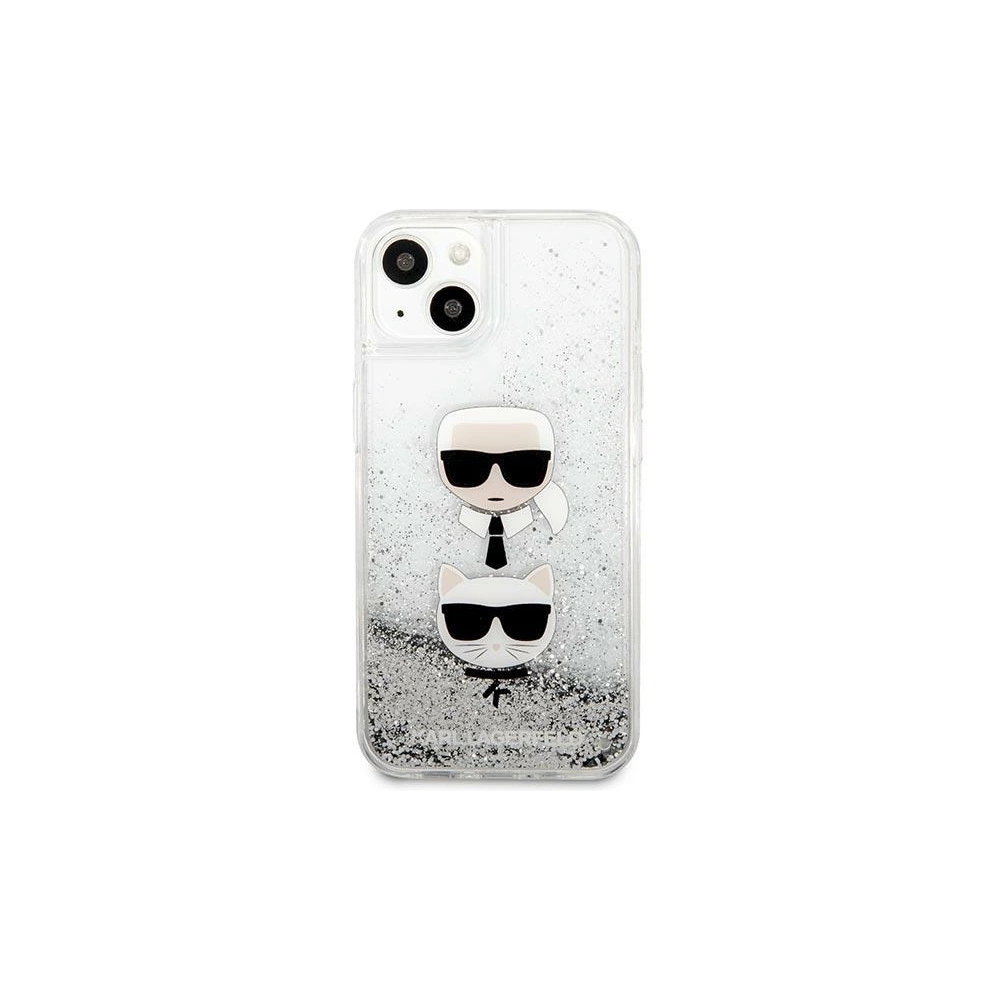 Etui Karl Lagerfeld KLHCP13SKICGLS Apple iPhone 13 mini srebrny/silver hardcase Liquid Glitter Karl&Choupette Head
