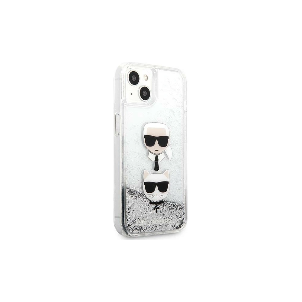 Etui Karl Lagerfeld KLHCP13SKICGLS Apple iPhone 13 mini srebrny/silver hardcase Liquid Glitter Karl&Choupette Head