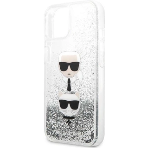 Kup Karl Lagerfeld Apple Tasche KLHCP13SKICGLS iPhone 13 mini silber/silberne Hartschale Liquid Glitter Karl&Choupette Head - KLD764SLV - {ean13} - Sklep Home Screen
