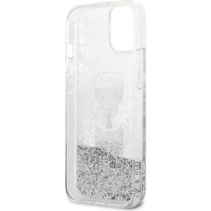 Kup Karl Lagerfeld Apple Tasche KLHCP13SKICGLS iPhone 13 mini silber/silberne Hartschale Liquid Glitter Karl&Choupette Head - KLD764SLV - {ean13} - Sklep Home Screen