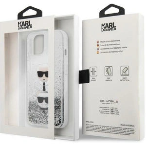 Kup Karl Lagerfeld Apple Tasche KLHCP13SKICGLS iPhone 13 mini silber/silberne Hartschale Liquid Glitter Karl&Choupette Head - KLD764SLV - {ean13} - Sklep Home Screen