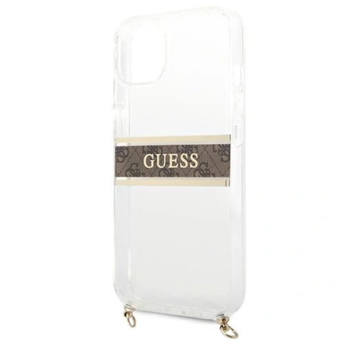 Kup Etui Guess GUHCP13MKC4GBGO Apple iPhone 13 Transparentní tvrdý kryt 4G Hnědý pásek Zlatý řetěz - GUE1419CL - {ean13} - Sklep Home Screen