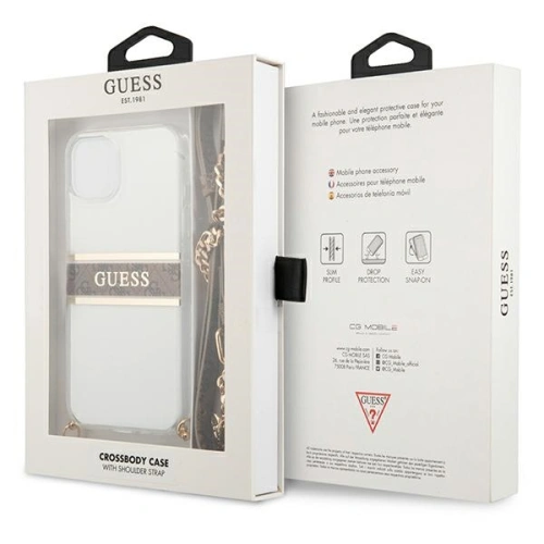 Kup Etui Guess GUHCP13MKC4GBGO Apple iPhone 13 Transparentní tvrdý kryt 4G Hnědý pásek Zlatý řetěz - GUE1419CL - {ean13} - Sklep Home Screen