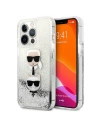 Etui Karl Lagerfeld KLHCP13XKICGLS Apple iPhone 13 Pro Max srebrny/silver hardcase Liquid Glitter Karl&Choupette Head