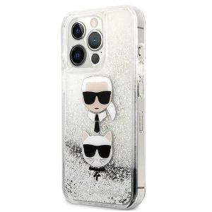 Etui Karl Lagerfeld KLHCP13XKICGLS Apple iPhone 13 Pro Max srebrny/silver hardcase Liquid Glitter Karl&Choupette Head