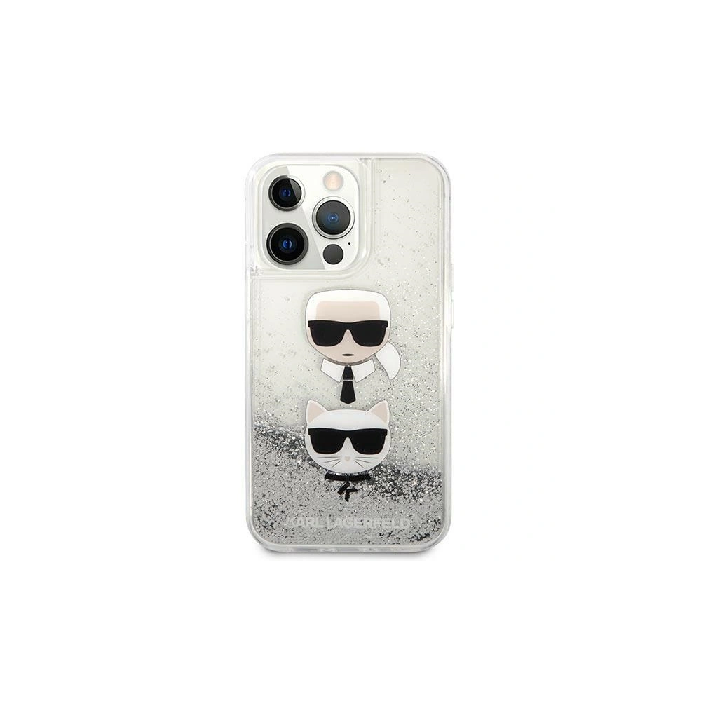 Etui Karl Lagerfeld KLHCP13XKICGLS Apple iPhone 13 Pro Max srebrny/silver hardcase Liquid Glitter Karl&Choupette Head