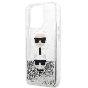 Etui Karl Lagerfeld KLHCP13XKICGLS Apple iPhone 13 Pro Max srebrny/silver hardcase Liquid Glitter Karl&Choupette Head