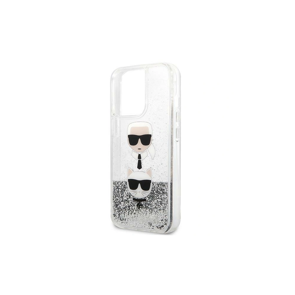 Etui Karl Lagerfeld KLHCP13XKICGLS Apple iPhone 13 Pro Max srebrny/silver hardcase Liquid Glitter Karl&Choupette Head