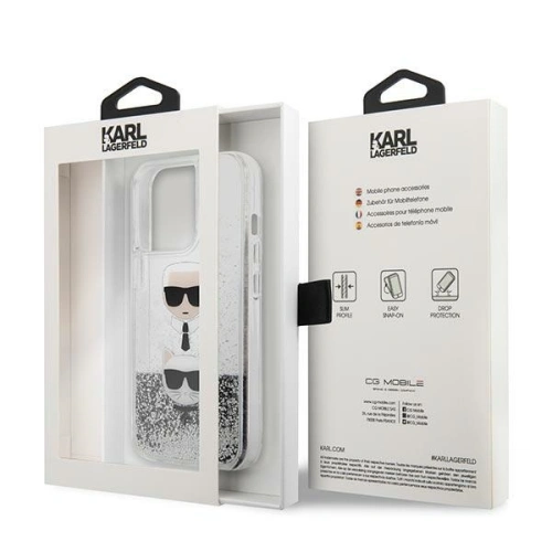 Kup Karl Lagerfeld Apple Tasche KLHCP13XKICGLS iPhone 13 Pro Max silber/silberne Hartschale Liquid Glitter Karl&Choupette Head - KLD767SLV - {ean13} - Sklep Home Screen