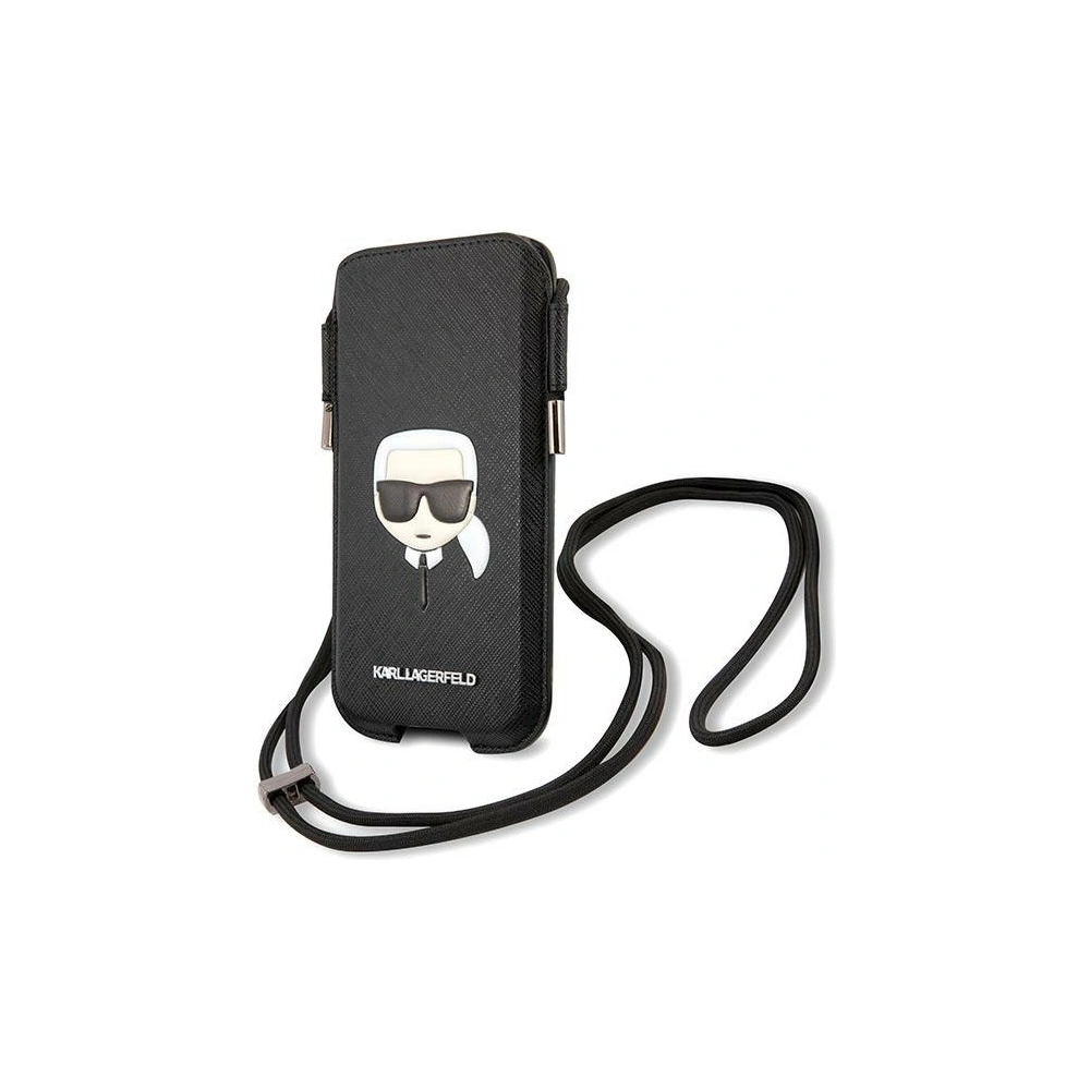 Torebka Karl Lagerfeld KLHCP12LOPHKHK 6,7 cala czarny/black hardcase Saffiano Ikonik Karl`s Head