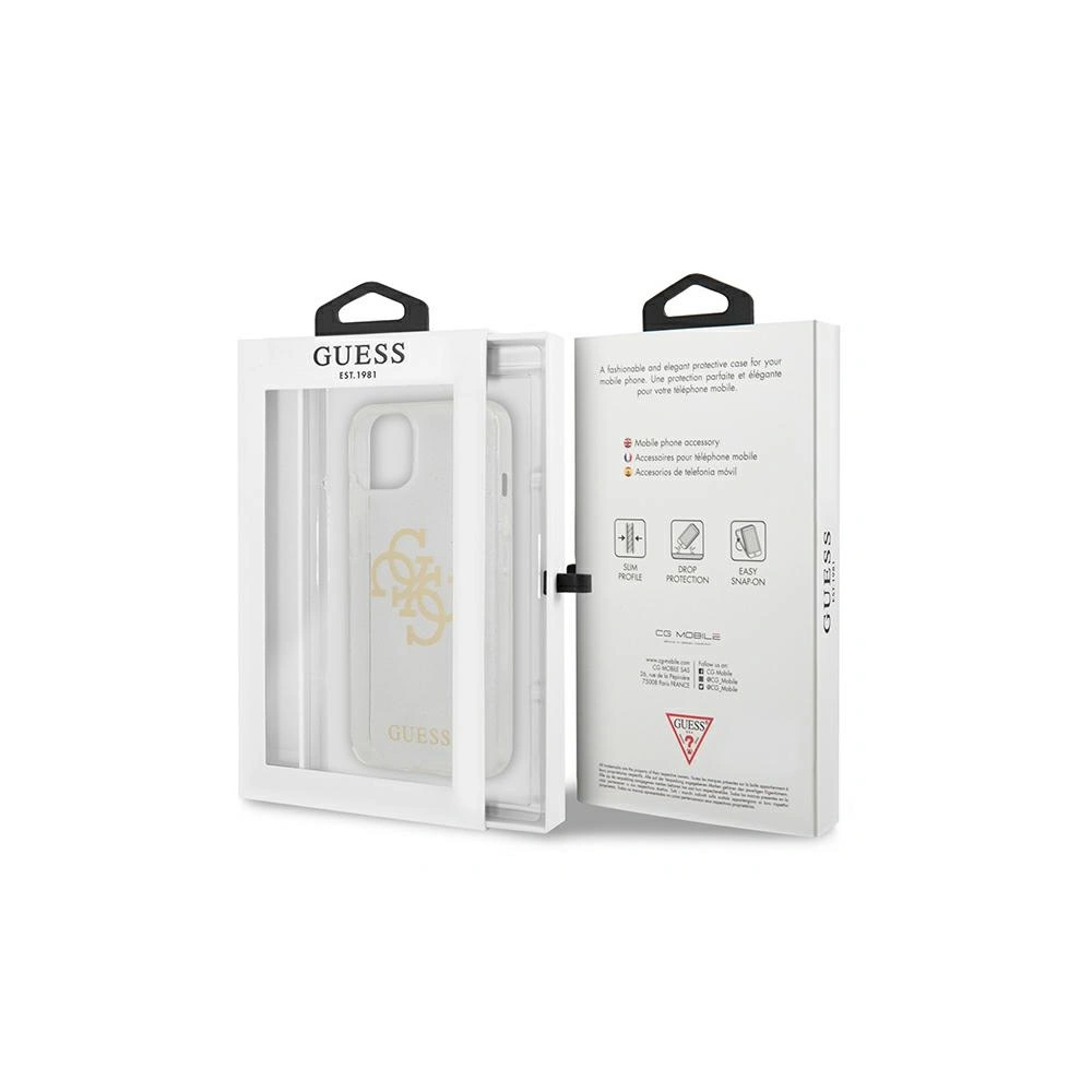 Etui Guess GUHCP13MPCUGL4GTR Apple iPhone 13 transparent hard case Glitter 4G Big Logo