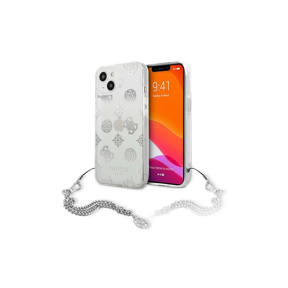 Etui Guess GUHCP13SKSPESI Apple iPhone 13 mini srebrny/silver hardcase Peony Chain Collection