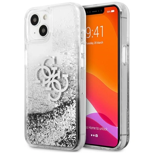 Kup Etui Guess GUHCP13SLG4GSI Apple iPhone 13 mini argintie/silver hardcase 4G Big Liquid Glitter - GUE1430SLV - {ean13} - Sklep Home Screen