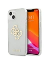 Guess Apple Case GUHCP13SPCUGL4GTR iPhone 13 mini transparentes Hartschalenetui Glitter 4G Big Logo