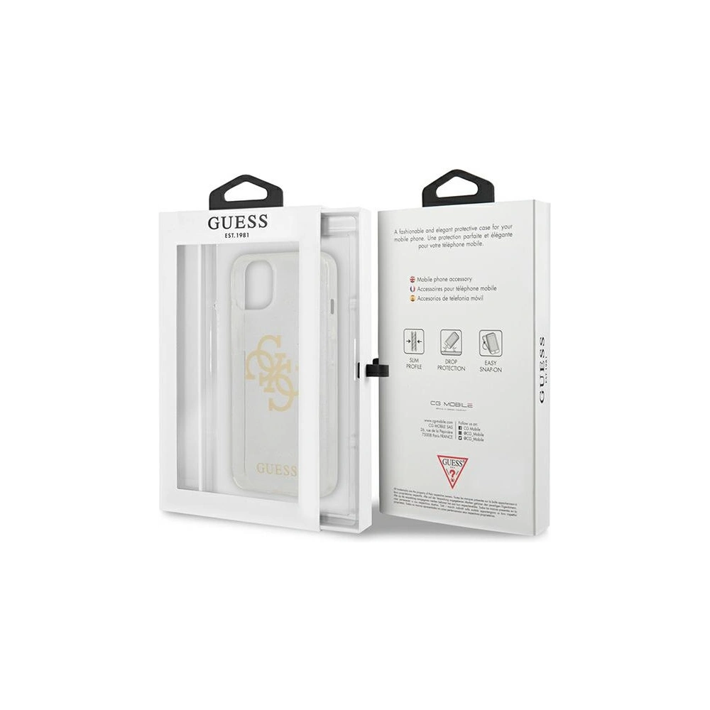 Etui Guess GUHCP13SPCUGL4GTR Apple iPhone 13 mini transparent hard case Glitter 4G Big Logo