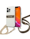 Guess GUHCP13XKC4GBGO Apple iPhone 13 Pro Max Transparent hardcase 4G Brown Strap Gold Chain