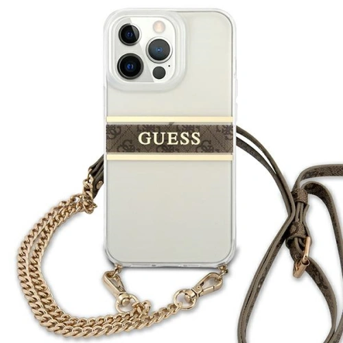Buy Guess GUHCP13XKC4GBGO Apple iPhone 13 Pro Max Transparent hardcase 4G Brown Strap Gold Chain - GUE1433CL - {ean13} - Home Screen Store Europe
