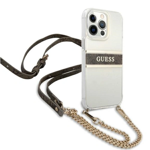 Kup Etui Guess GUHCP13XKC4GBGO Apple iPhone 13 Pro Max Carcasă transparentă din plastic 4G Curea maro Lanț de aur - GUE1433CL - {ean13} - Sklep Home Screen