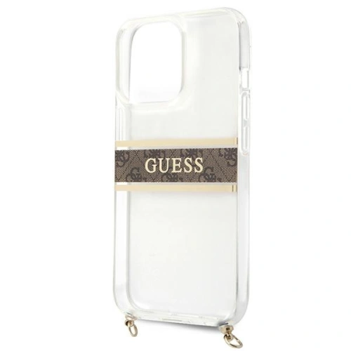 Buy Guess GUHCP13XKC4GBGO Apple iPhone 13 Pro Max Transparent hardcase 4G Brown Strap Gold Chain - GUE1433CL - {ean13} - Home Screen Store Europe