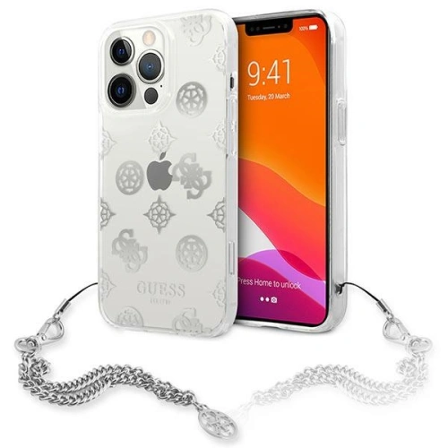Kup Guess Apple Tasche GUHCP13XKSPESI iPhone 13 Pro Max silber/silberne Hartschale Peony Chain Collection - GUE1435SLV - {ean13} - Sklep Home Screen