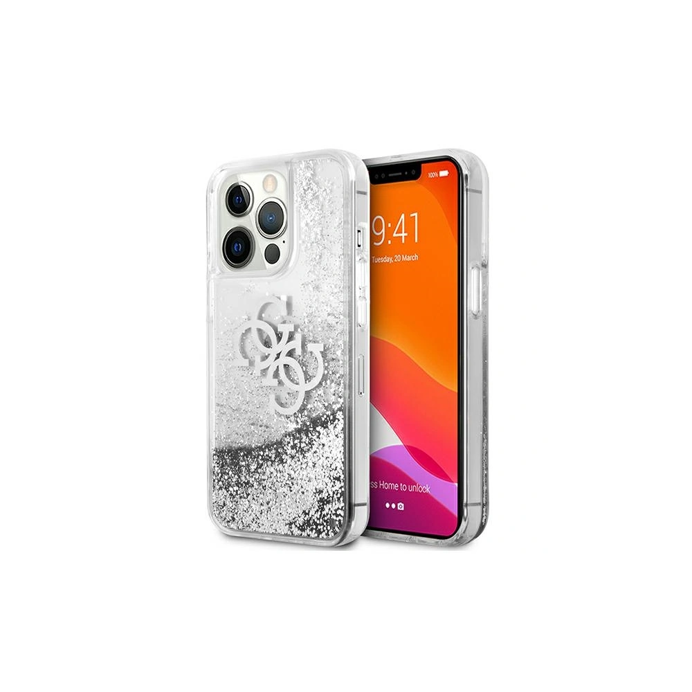 Etui Guess GUHCP13XLG4GSI Apple iPhone 13 Pro Max srebrny/silver hardcase 4G Big Liquid Glitter