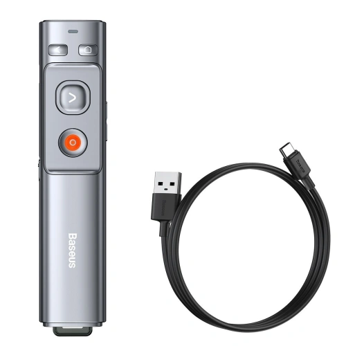 Kup Controler multifuncțional Baseus Orange Dot pentru prezentări, cu indicator laser, reîncărcabil (gri) - BSU2898GRY - {ean13} - Sklep Home Screen