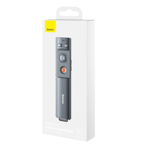Kup Controler multifuncțional Baseus Orange Dot pentru prezentări, cu indicator laser, reîncărcabil (gri) - BSU2898GRY - {ean13} - Sklep Home Screen