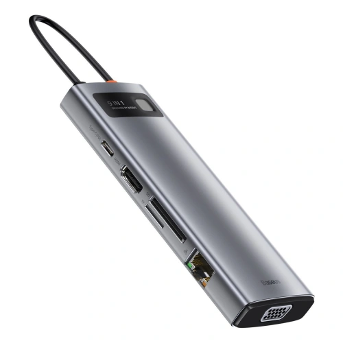 Kup Hub 9w1 Baseus Metal Gleam Series, USB-C na 3x USB 3.0 + HDMI + USB-C PD + Ethernet RJ45 + microSD/SD + VGA - BSU2899 - {ean13} - Sklep Home Screen