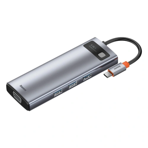 Buy Hub 9in1 Baseus Metal Gleam Series, USB-C to 3x USB 3.0 + HDMI + USB-C PD + Ethernet RJ45 + microSD/SD + VGA - BSU2899 - {ean13} - Home Screen Store Europe