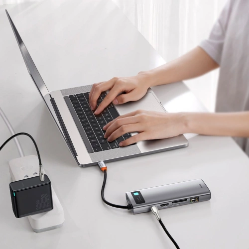 Buy Hub 9in1 Baseus Metal Gleam Series, USB-C to 3x USB 3.0 + HDMI + USB-C PD + Ethernet RJ45 + microSD/SD + VGA - BSU2899 - {ean13} - Home Screen Store Europe