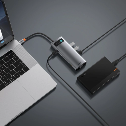 Buy Hub 9in1 Baseus Metal Gleam Series, USB-C to 3x USB 3.0 + HDMI + USB-C PD + Ethernet RJ45 + microSD/SD + VGA - BSU2899 - {ean13} - Home Screen Store Europe