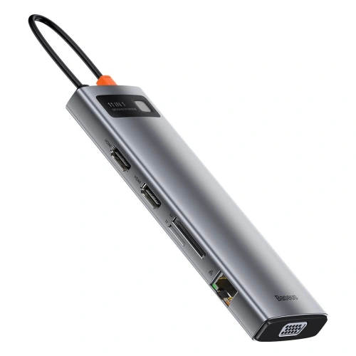 Kup Hub 11w1 Baseus Metal Gleam Series, USB-C na 3x USB 3.0 + 2x HDMI + USB-C PD + Ethernet RJ45 + microSD/SD + VGA + AUX - BSU2900 - {ean13} - Sklep Home Screen