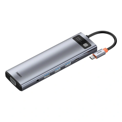 Buy Hub 11in1 Baseus Metal Gleam Series, USB-C to 3x USB 3.0 + 2x HDMI + USB-C PD + Ethernet RJ45 + microSD/SD + VGA + AUX - BSU2900 - {ean13} - Home Screen Store Europe