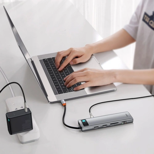 Buy Hub 11in1 Baseus Metal Gleam Series, USB-C to 3x USB 3.0 + 2x HDMI + USB-C PD + Ethernet RJ45 + microSD/SD + VGA + AUX - BSU2900 - {ean13} - Home Screen Store Europe