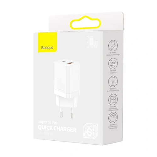 Kup Síťová nabíječka Baseus Super Si Pro Quick Charger USB + USB-C 30W (bílá) - BSU2902WHT - {ean13} - Sklep Home Screen